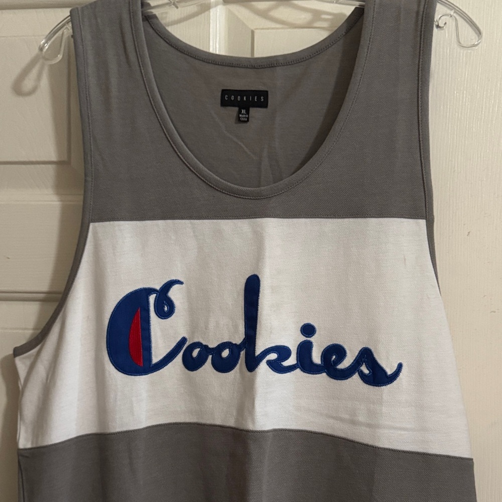 Gray and White Men's Tank Top